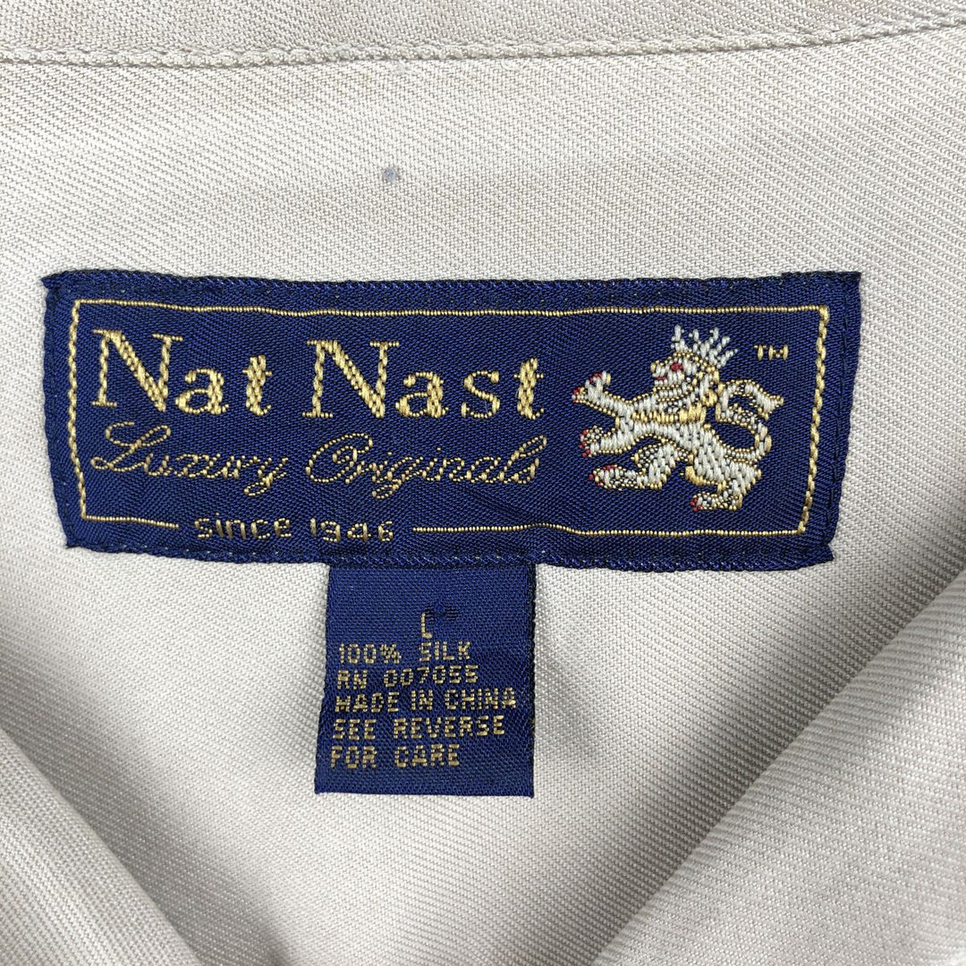 90'S Nat Nast Open Collar Short Sleeve Two-Tone Shirt Box Shirt Men's Size L (Equivalent) Vintage silk Beige type Vintage Second Hand