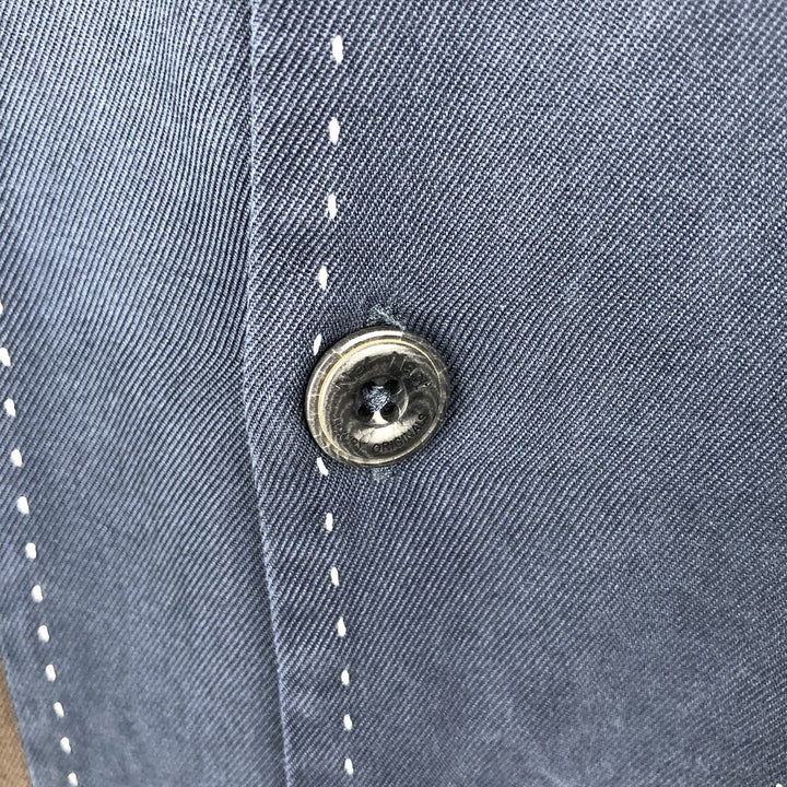90'S Nat Nast Open Collar Short Sleeve Two-Tone Shirt, Boxy Shirt, Men's Size M (Equivalent) Vintage silk navy blue type Vintage Second Hand