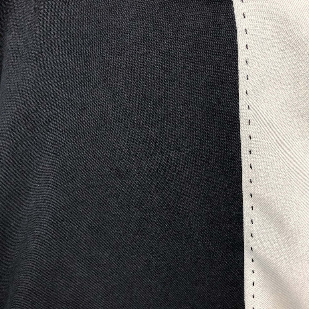 90s-00'S Nat Nast Short-Sleeve Two-Tone Open-Collar Silk Shirt, Boxy Shirt, Men's XL Equivalent, Vintage silk black type Vintage Second Hand