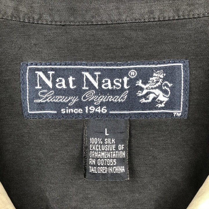 90'S Nat Nast Open Collar Short Sleeve Two-Tone Shirt Box Shirt Men's Size L (Equivalent) Vintage silk Beige type Vintage Second Hand