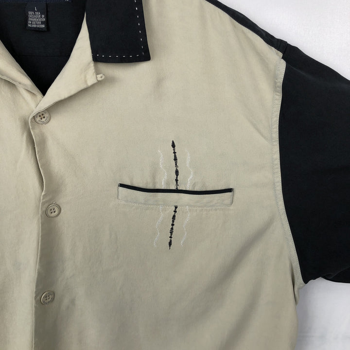 90'S Nat Nast Open Collar Short Sleeve Two-Tone Shirt Box Shirt Men's Size L (Equivalent) Vintage silk Beige type Vintage Second Hand