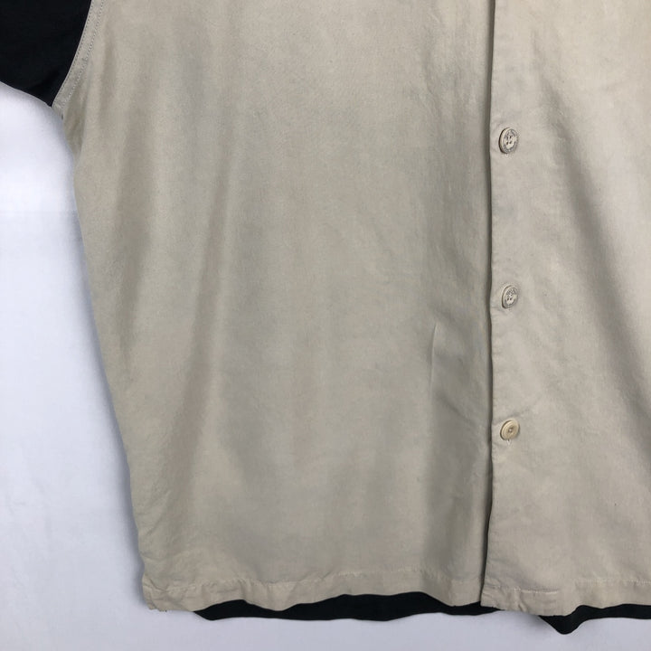 90'S Nat Nast Open Collar Short Sleeve Two-Tone Shirt Box Shirt Men's Size L (Equivalent) Vintage silk Beige type Vintage Second Hand