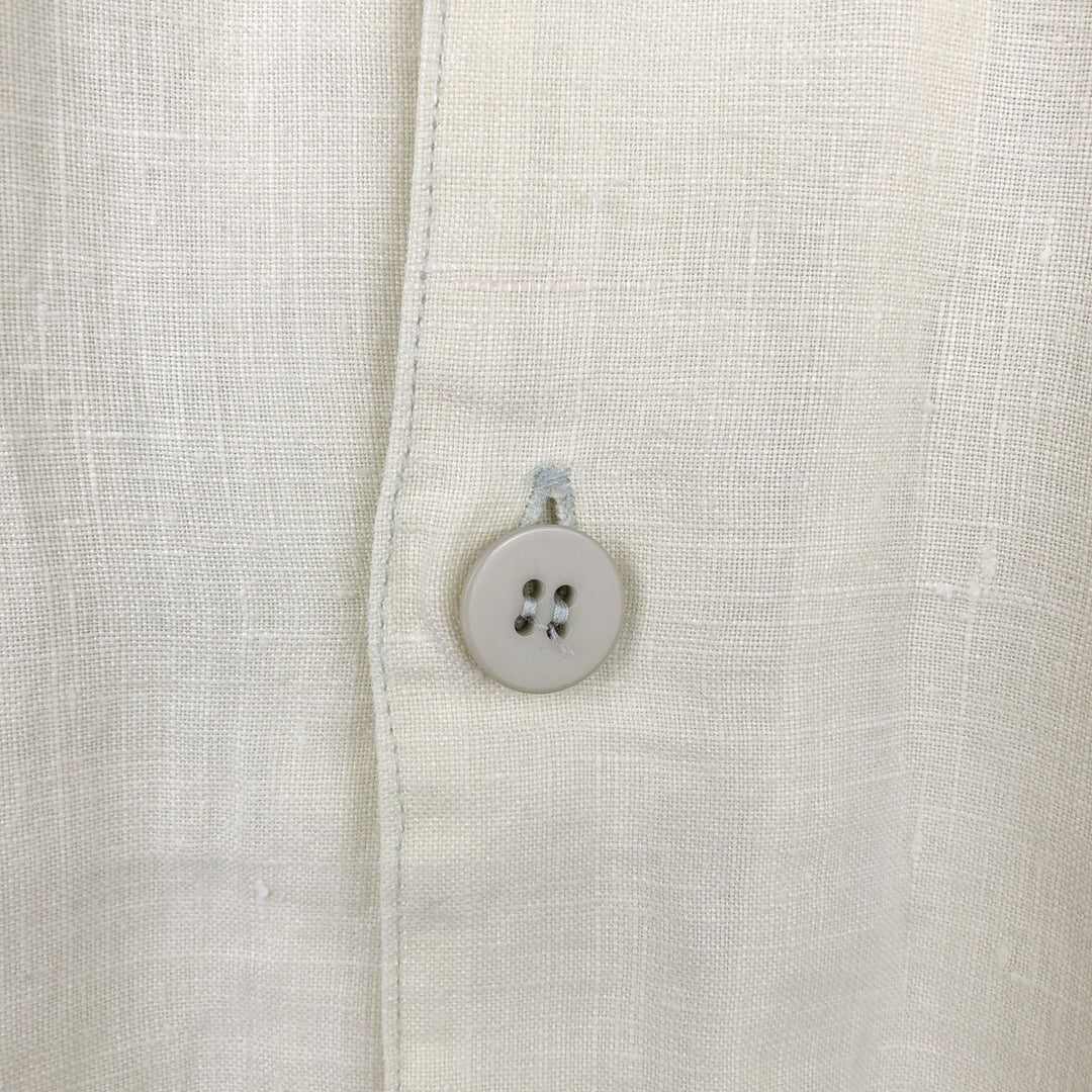 EAGLE AND DRAGON Short-Sleeve Open-Collar Linen Shirt, Boxy Fit, Men's Size M linen lemon yellow Vintage Second Hand