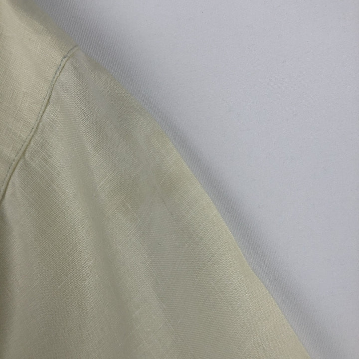 EAGLE AND DRAGON Short-Sleeve Open-Collar Linen Shirt, Boxy Fit, Men's Size M linen lemon yellow Vintage Second Hand