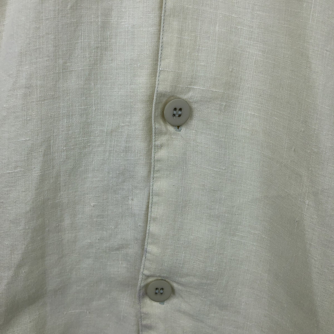 EAGLE AND DRAGON Short-Sleeve Open-Collar Linen Shirt, Boxy Fit, Men's Size M linen lemon yellow Vintage Second Hand