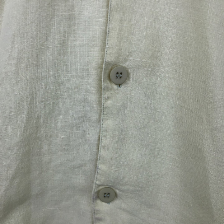 EAGLE AND DRAGON Short-Sleeve Open-Collar Linen Shirt, Boxy Fit, Men's Size M linen lemon yellow Vintage Second Hand