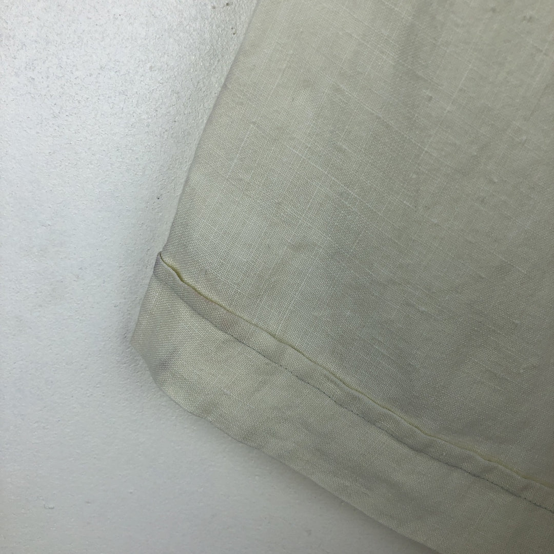 EAGLE AND DRAGON Short-Sleeve Open-Collar Linen Shirt, Boxy Fit, Men's Size M linen lemon yellow Vintage Second Hand