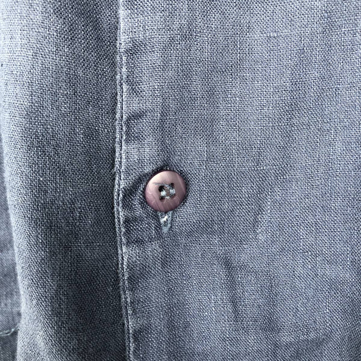 BRUNO Short Sleeve Open Collar Linen Shirt, Box Shirt, Men's Size L linen navy blue type Vintage Second Hand