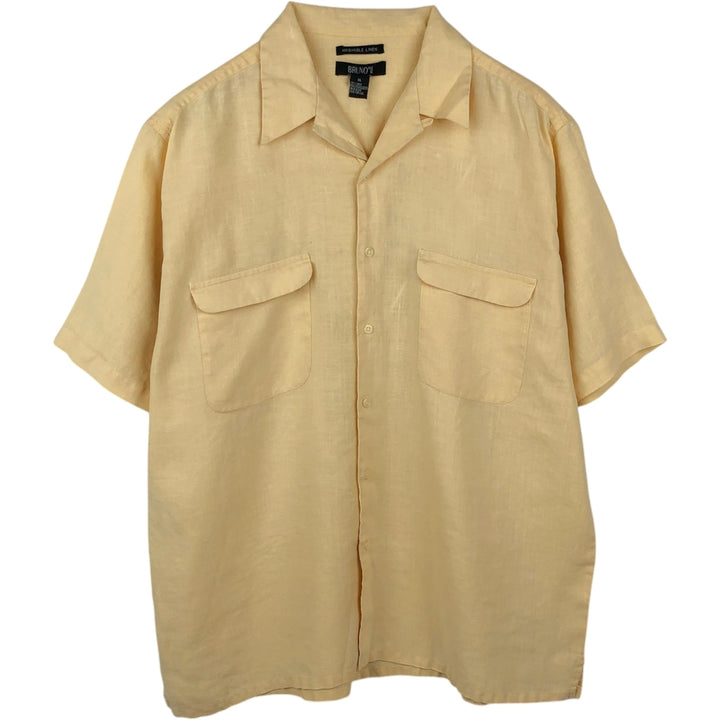 BRUNO Short-Sleeve Open-Collar Linen Shirt, Boxy Shirt, Men's Size XL (approx.) linen unbleached Vintage Second Hand