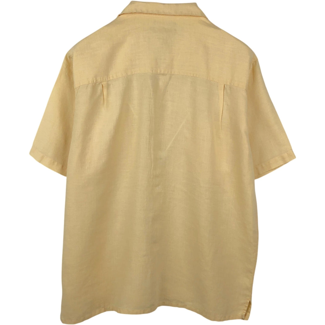 BRUNO Short-Sleeve Open-Collar Linen Shirt, Boxy Shirt, Men's Size XL (approx.) linen unbleached Vintage Second Hand