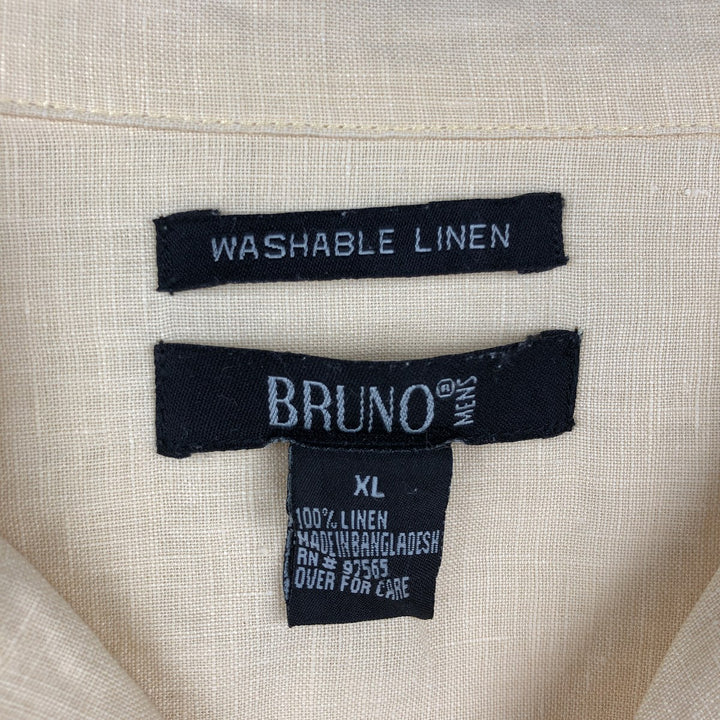 BRUNO Short-Sleeve Open-Collar Linen Shirt, Boxy Shirt, Men's Size XL (approx.) linen unbleached Vintage Second Hand