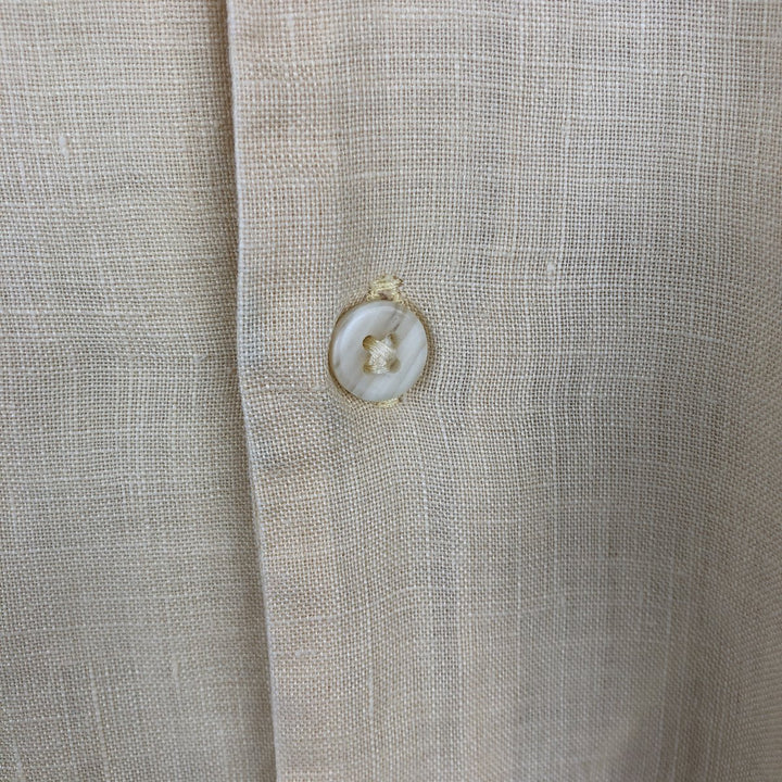 BRUNO Short-Sleeve Open-Collar Linen Shirt, Boxy Shirt, Men's Size XL (approx.) linen unbleached Vintage Second Hand