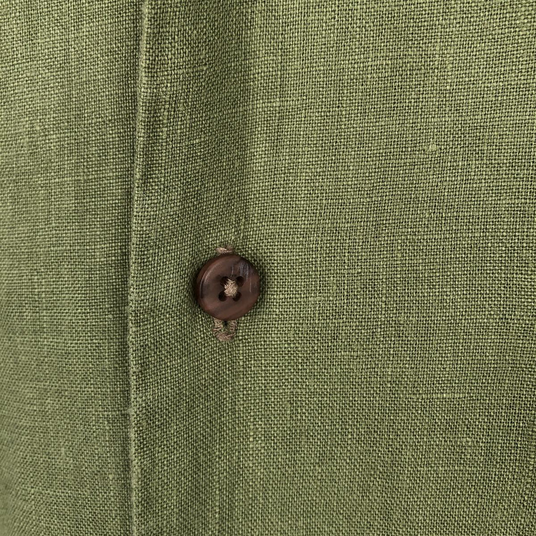 BRUNO Short Sleeve Open Collar Linen Shirt, Box Shirt, Men's Size L linen Khaki type Vintage Second Hand