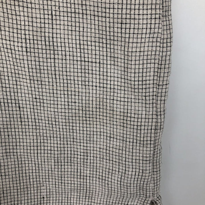 Club Cabana Check Pattern Short-Sleeve Open Collar Linen Shirt, Boxy Shirt, Men's XL Equivalent linen gray type Vintage Second Hand
