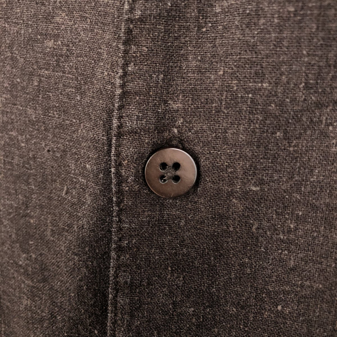 Haggar open-collar rayon x linen short-sleeved two-tone shirt, men's size L (approx.) linen brown type Vintage Second Hand