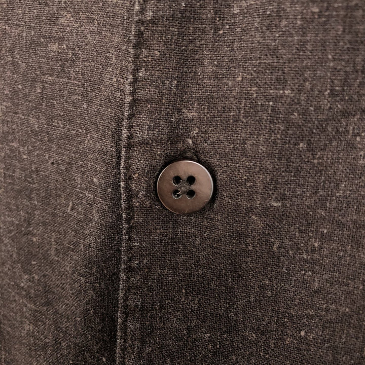 Haggar open-collar rayon x linen short-sleeved two-tone shirt, men's size L (approx.) linen brown type Vintage Second Hand