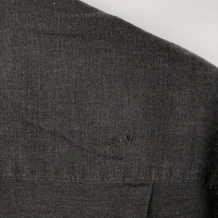 Haggar Short-Sleeve Open-Collar Linen Shirt, Boxy Fit, Men's Size L (approx.) linen black type Vintage Second Hand