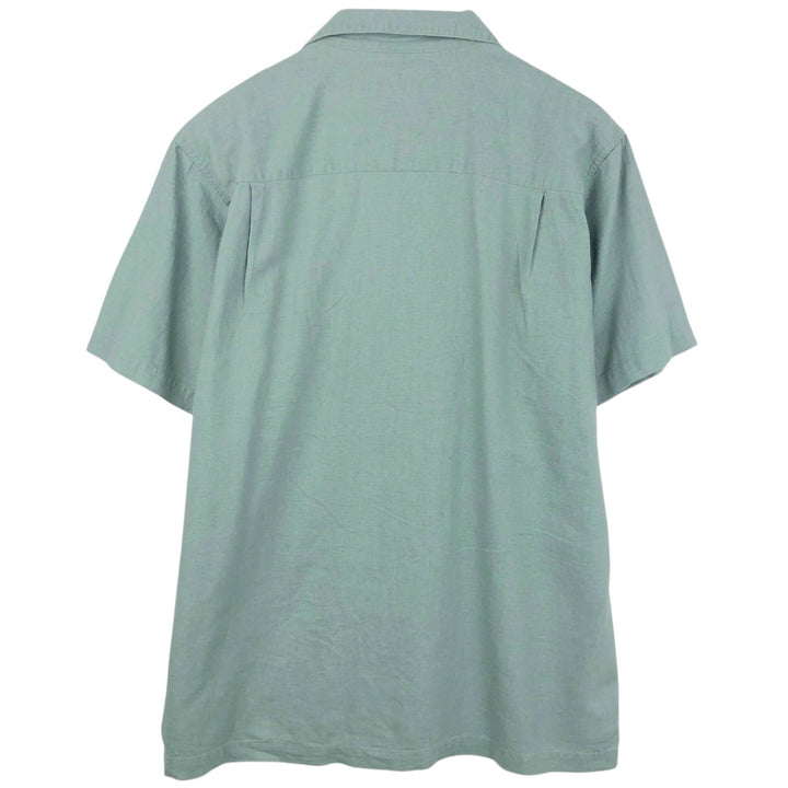Haggar short-sleeved open-collar rayon and linen box shirt, men's size XL linen Mint green Vintage Second Hand