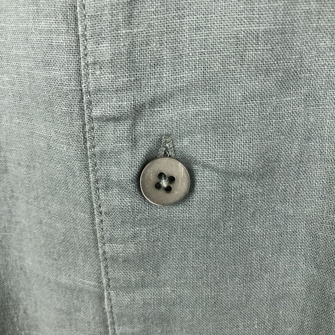 Haggar short-sleeved open-collar rayon and linen box shirt, men's size XL linen Mint green Vintage Second Hand