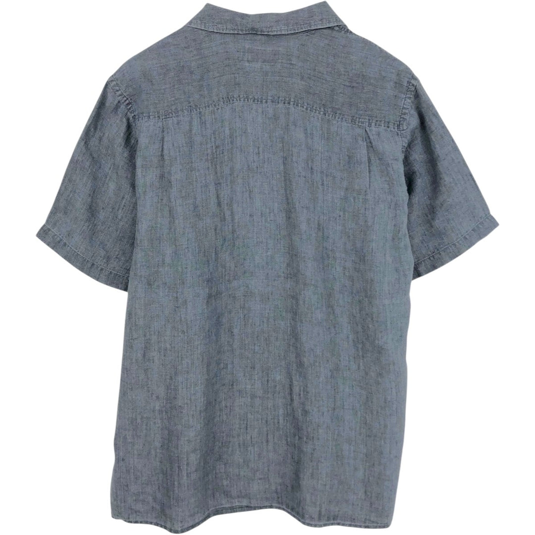 BRITCHES Short-Sleeve Open-Collar Linen Shirt, Boxy Fit, Men's Size M (approx.) linen Charcoal Vintage Second Hand