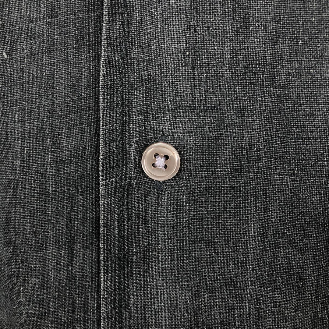 BRITCHES Short-Sleeve Open-Collar Linen Shirt, Boxy Fit, Men's Size M (approx.) linen Charcoal Vintage Second Hand