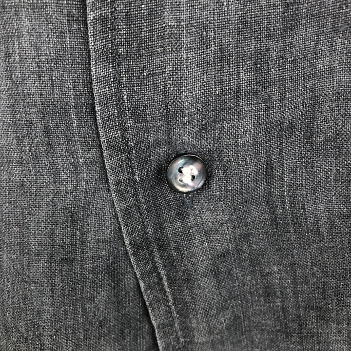 BRITCHES Short-Sleeve Open-Collar Linen Shirt, Boxy Fit, Men's Size M (approx.) linen Charcoal Vintage Second Hand