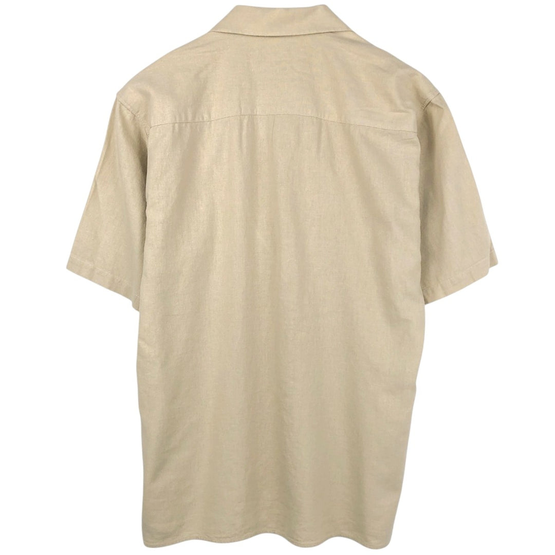 TRUST Short-Sleeve Open-Collar Linen Shirt, Boxy Shirt, Men's Size L (Equivalent) linen Beige type Vintage Second Hand