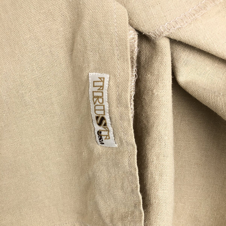 TRUST Short-Sleeve Open-Collar Linen Shirt, Boxy Shirt, Men's Size L (Equivalent) linen Beige type Vintage Second Hand