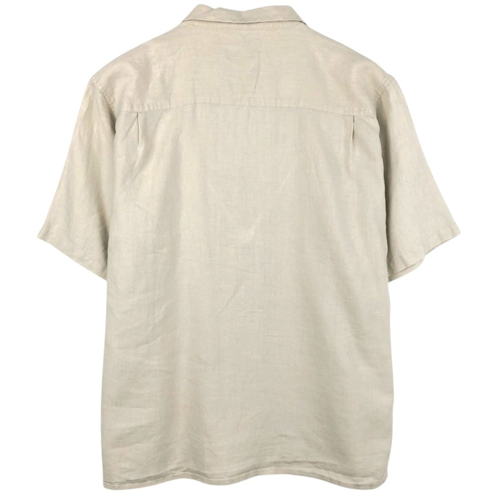 BRUNO Short-Sleeve Open Collar Box Shirt Linen Shirt Men's XL Equivalent linen Beige type Vintage Second Hand