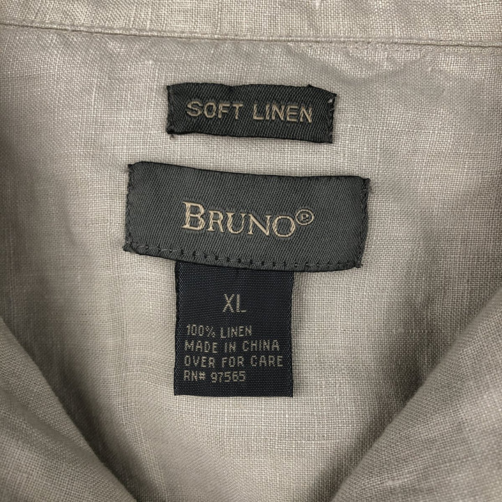 BRUNO Short-Sleeve Open Collar Box Shirt Linen Shirt Men's XL Equivalent linen Beige type Vintage Second Hand