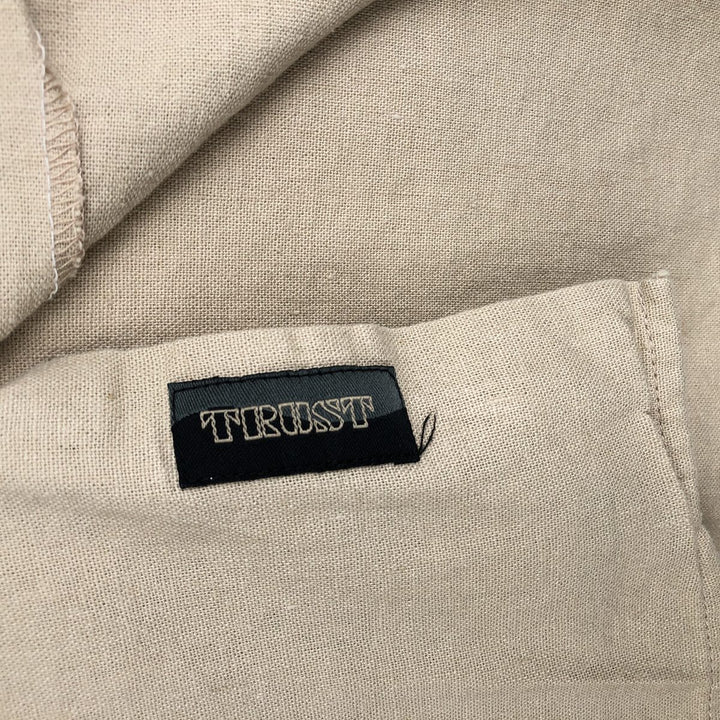 TRUST Short Sleeve Open Collar Rayon and Linen Box Shirt, Men's XL linen Beige type Vintage Second Hand
