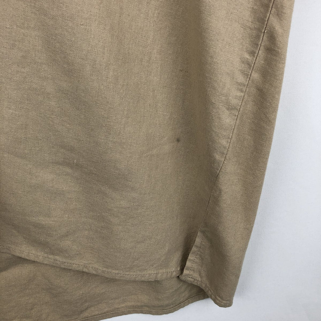 TRUST Short Sleeve Open Collar Rayon and Linen Box Shirt, Men's XL linen Beige type Vintage Second Hand