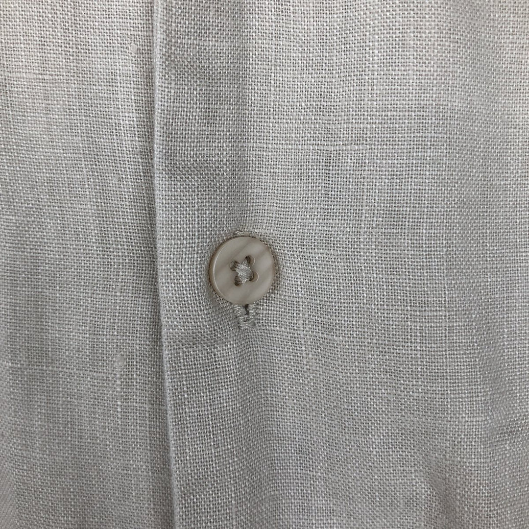 BRUNO Short-Sleeve Open-Collar Linen Shirt, Boxy Fit, Men's Size XL linen unbleached Vintage Second Hand
