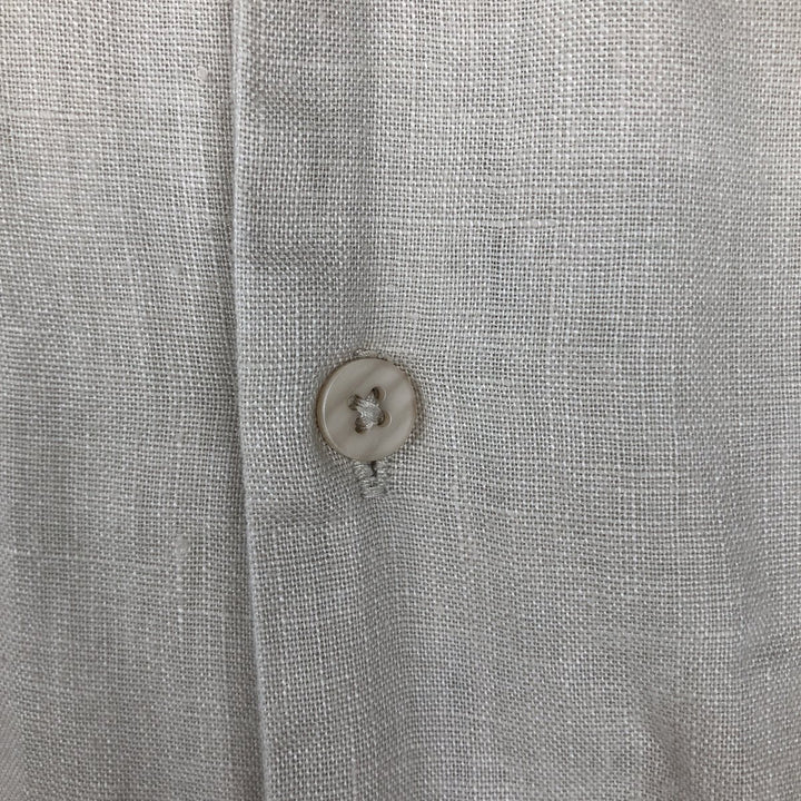 BRUNO Short-Sleeve Open-Collar Linen Shirt, Boxy Fit, Men's Size XL linen unbleached Vintage Second Hand