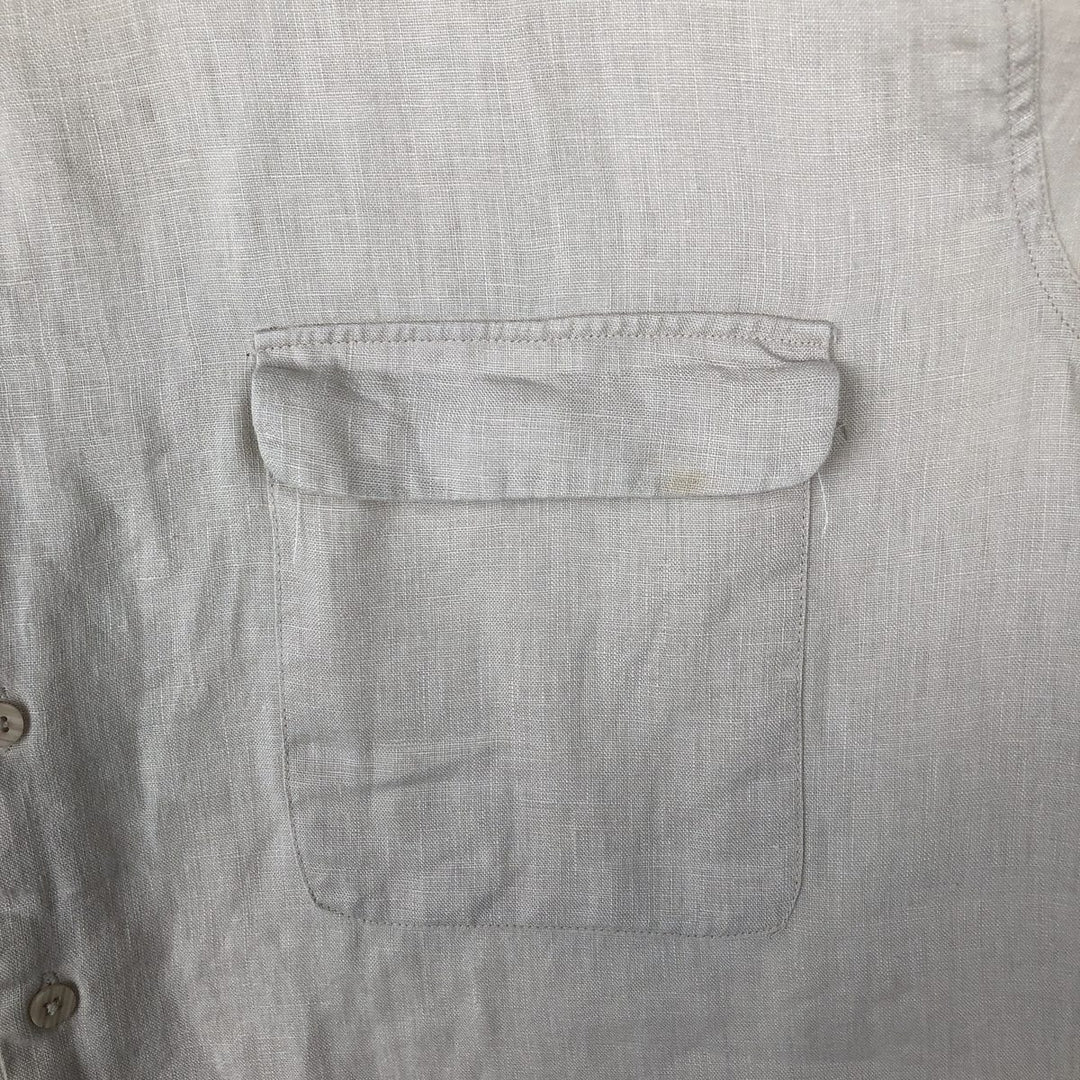 BRUNO Short-Sleeve Open-Collar Linen Shirt, Boxy Fit, Men's Size XL linen unbleached Vintage Second Hand