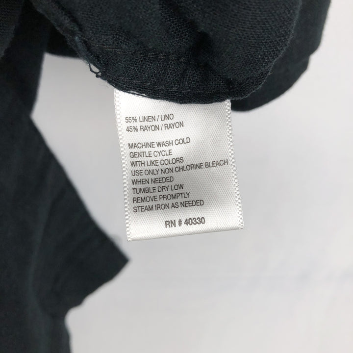 HAGGAR Short-Sleeve Open-Collar Rayon x Linen Shirt, Boxy Fit, Men's Size M (approx.) linen black type Vintage Second Hand