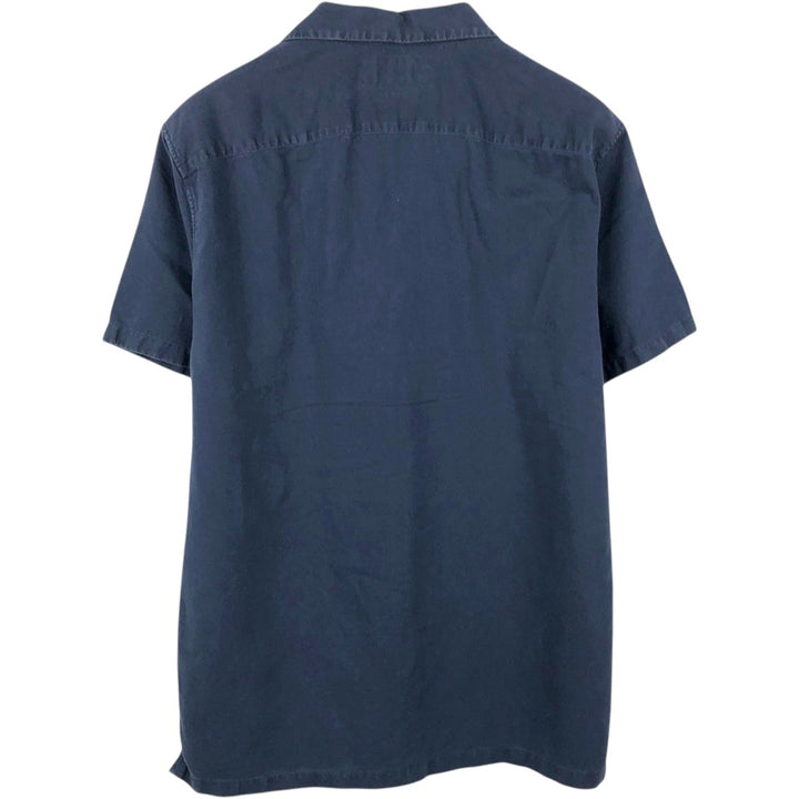 Abercrombie & Fitch Short-Sleeve Open-Collar Cotton x Linen Shirt, Boxy Fit, Men's Size XL (approx.) linen navy blue type Vintage Second Hand