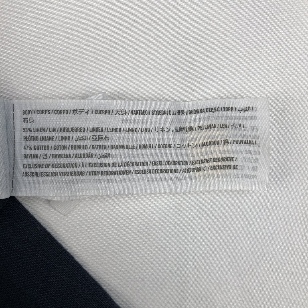 Abercrombie & Fitch Short-Sleeve Open-Collar Cotton x Linen Shirt, Boxy Fit, Men's Size XL (approx.) linen navy blue type Vintage Second Hand