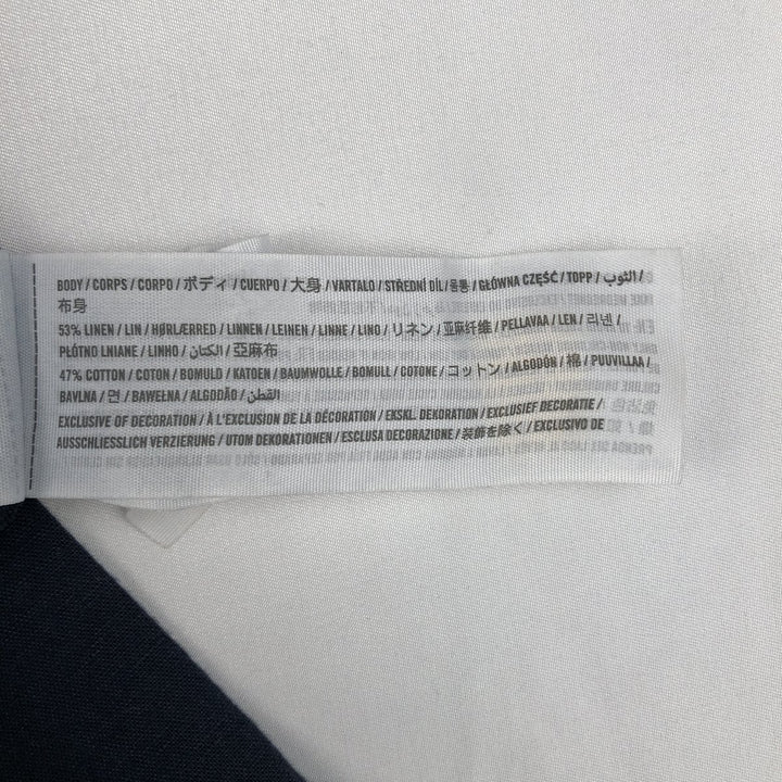 Abercrombie & Fitch Short-Sleeve Open-Collar Cotton x Linen Shirt, Boxy Fit, Men's Size XL (approx.) linen navy blue type Vintage Second Hand