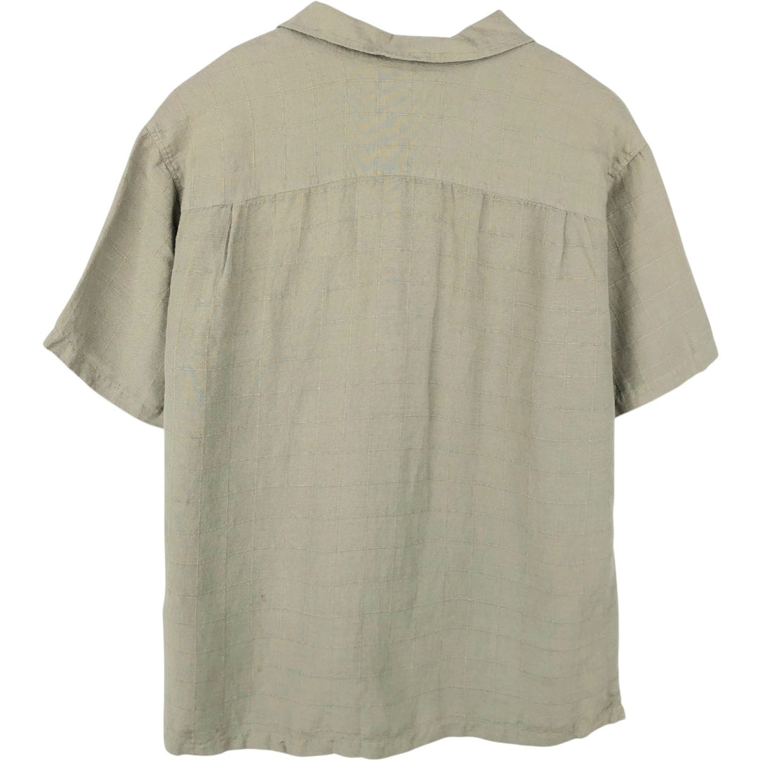 Dockers Short-Sleeve Open-Collar Rayon x Linen Shirt, Boxy Fit, Men's Size XL (approx.) linen Khaki type Vintage Second Hand