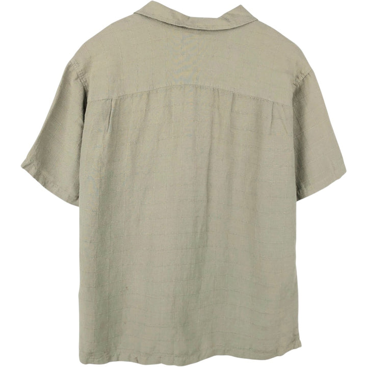Dockers Short-Sleeve Open-Collar Rayon x Linen Shirt, Boxy Fit, Men's Size XL (approx.) linen Khaki type Vintage Second Hand