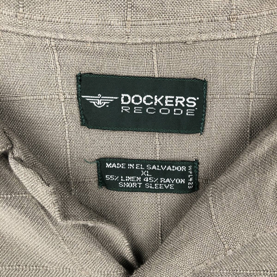 Dockers Short-Sleeve Open-Collar Rayon x Linen Shirt, Boxy Fit, Men's Size XL (approx.) linen Khaki type Vintage Second Hand