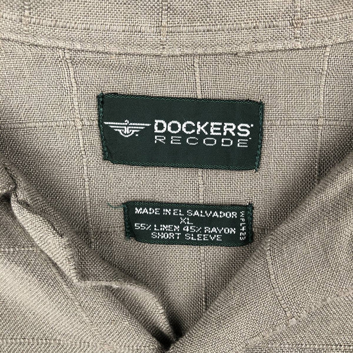 Dockers Short-Sleeve Open-Collar Rayon x Linen Shirt, Boxy Fit, Men's Size XL (approx.) linen Khaki type Vintage Second Hand