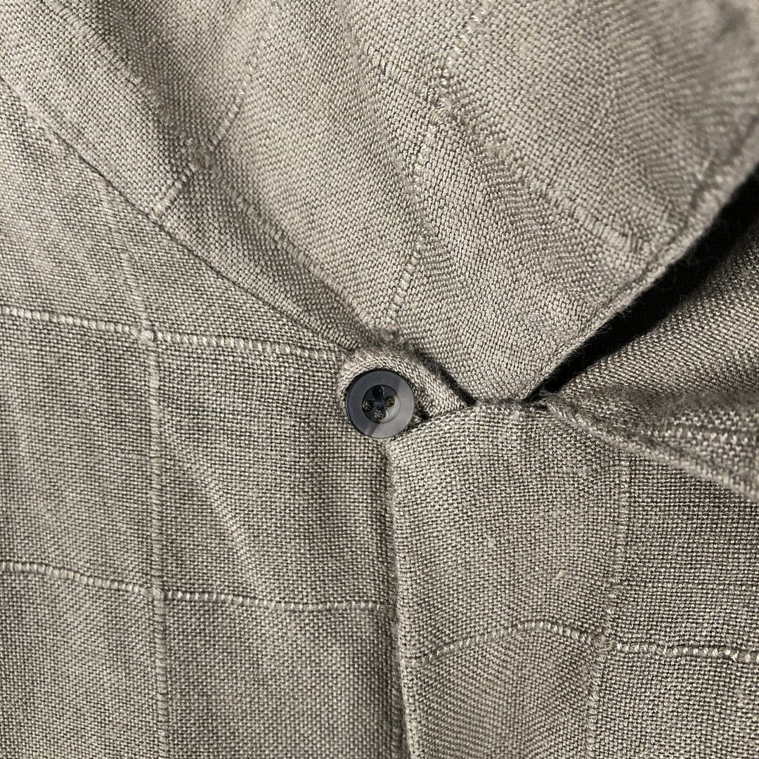 Dockers Short-Sleeve Open-Collar Rayon x Linen Shirt, Boxy Fit, Men's Size XL (approx.) linen Khaki type Vintage Second Hand