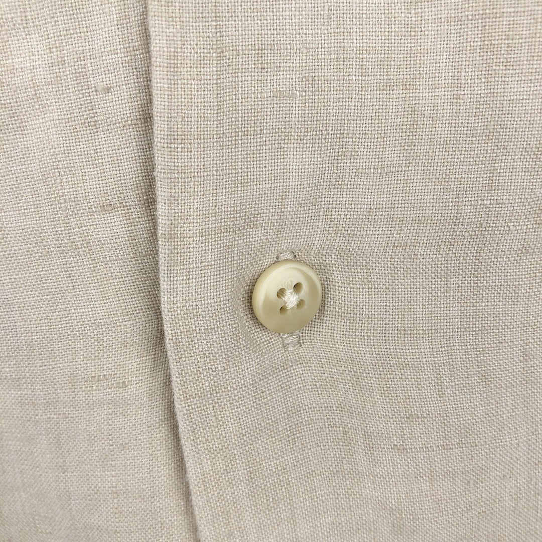 Dockers Record Short-Sleeve Open-Collar Linen Shirt, Boxy Fit, Men's Size XL linen ivory Vintage Second Hand