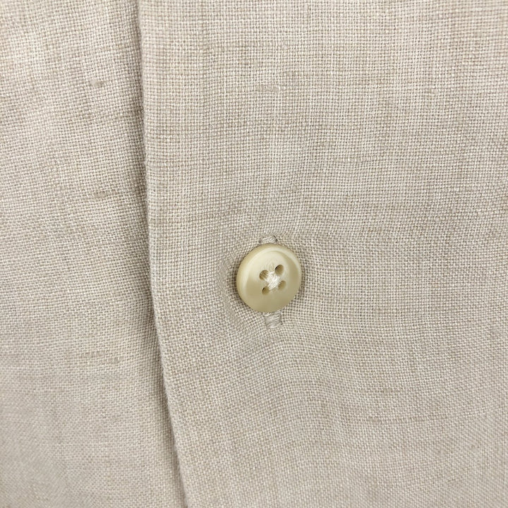 Dockers Record Short-Sleeve Open-Collar Linen Shirt, Boxy Fit, Men's Size XL linen ivory Vintage Second Hand