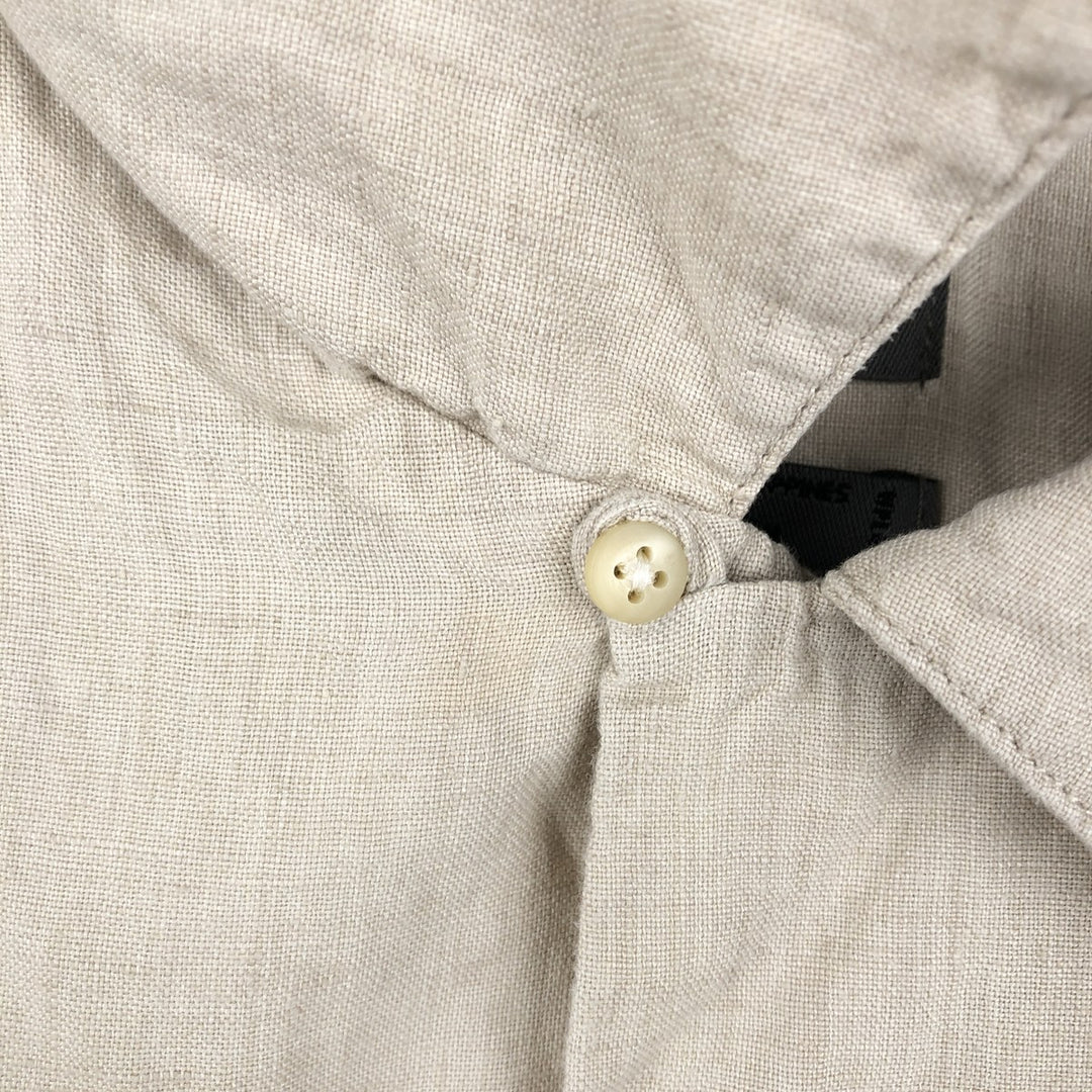 Dockers Record Short-Sleeve Open-Collar Linen Shirt, Boxy Fit, Men's Size XL linen ivory Vintage Second Hand