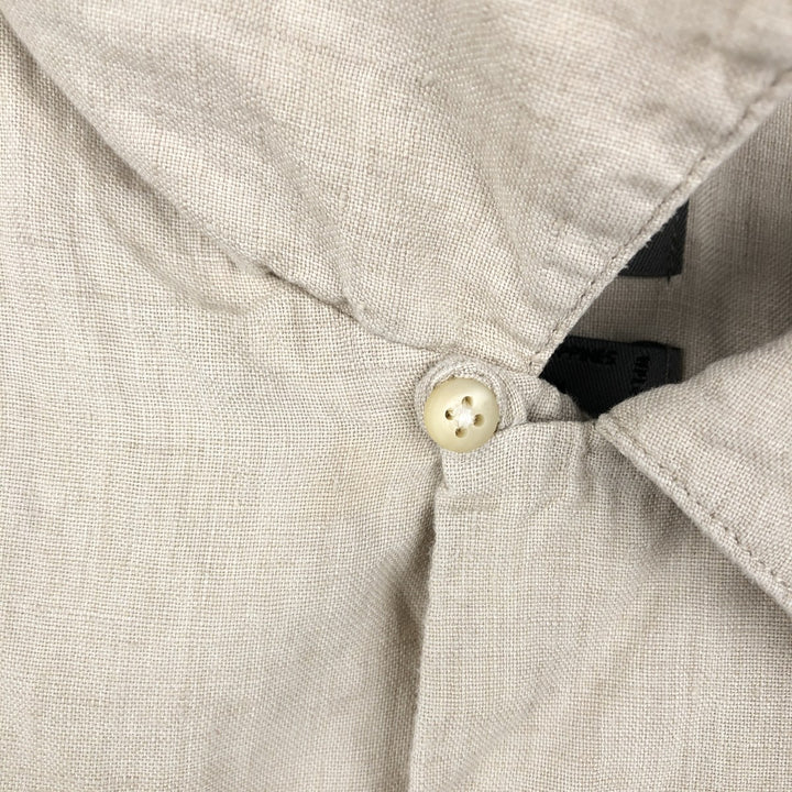 Dockers Record Short-Sleeve Open-Collar Linen Shirt, Boxy Fit, Men's Size XL linen ivory Vintage Second Hand