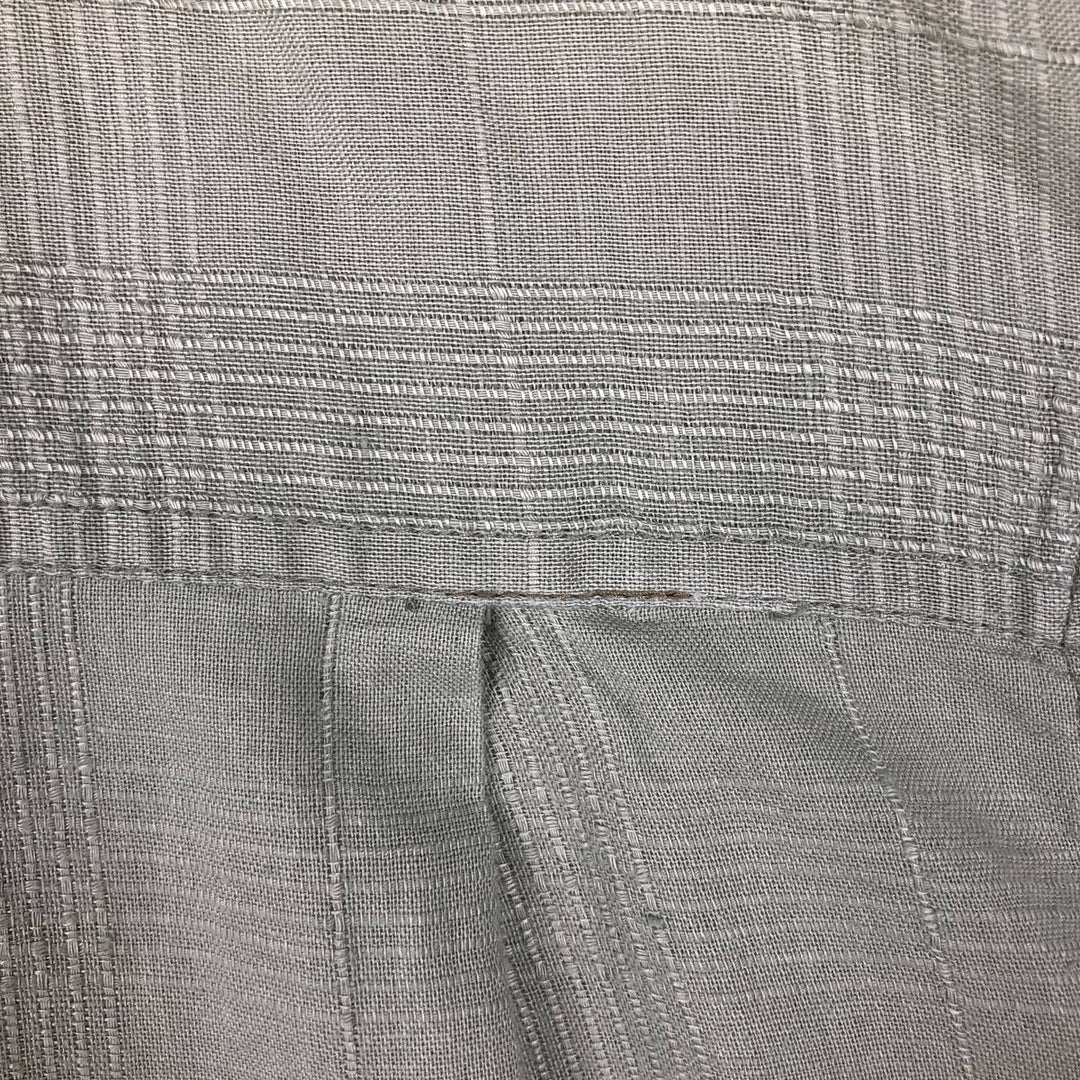 St. John's Bay Organics Check Pattern Short-Sleeve Open Collar Cotton x Linen Shirt, Boxy Shirt, Men's XL Equivalent linen green type yellow green Vintage Second Hand