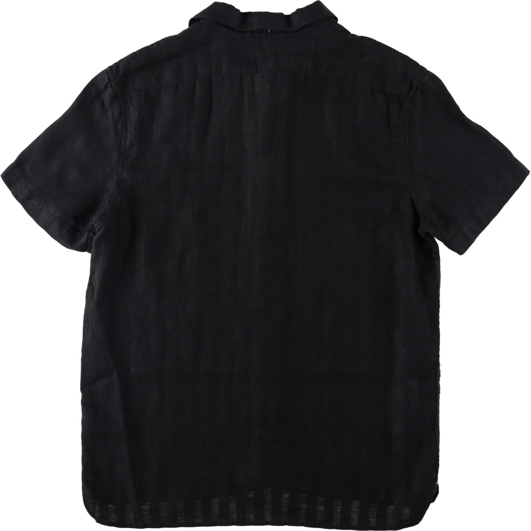 Banana Republic Short-Sleeve Open-Collar Linen Shirt, Boxy Fit, Men's Size M linen black type Vintage Second Hand